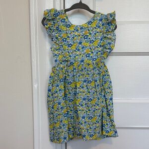 Jacadi Blue & Yellow Floral Ruffle Dress